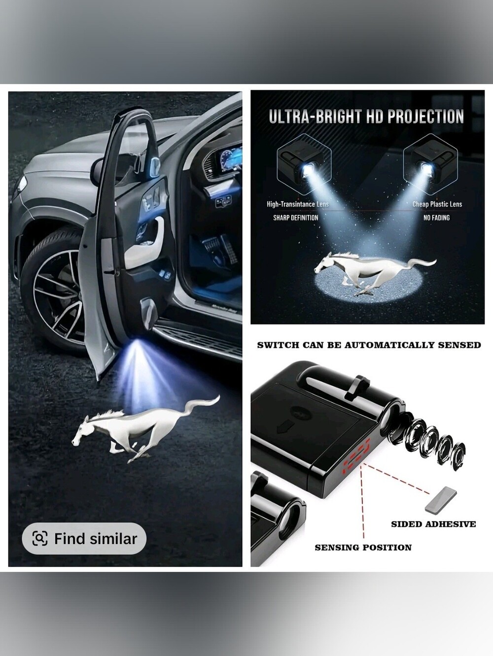 2 Universal wireless Mustang Projector car door Led Llights Choose Color